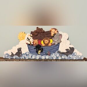 1995 Figi Graphics Noah's Ark 23.5" Long Door Topper Wall Plaque Hand-Painted